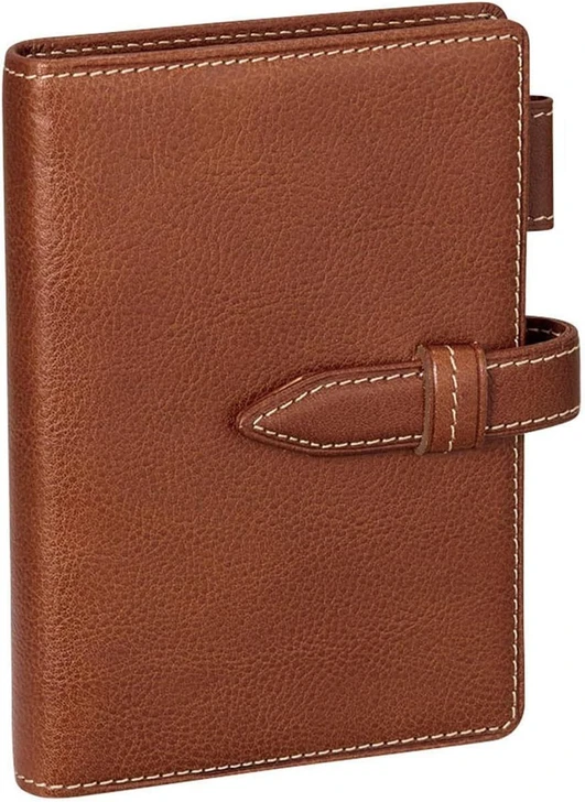 Raymay Fujii Da Vinci Oil Leather Pocket 14mm Personal Organizer - Dark Brown