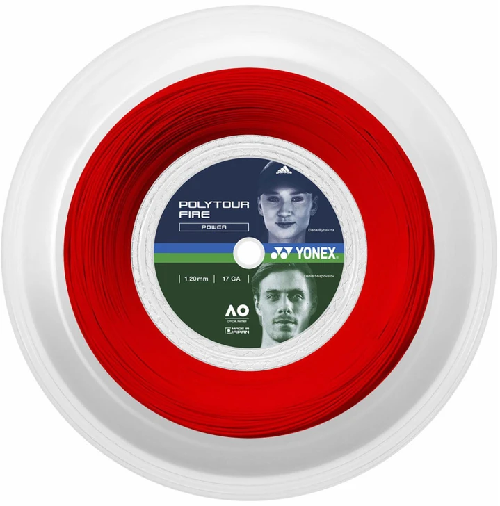 YONEX Hard Tennis String Gut PolyTour Fire 120 200m Red (001) 1.20mm PTF120R2