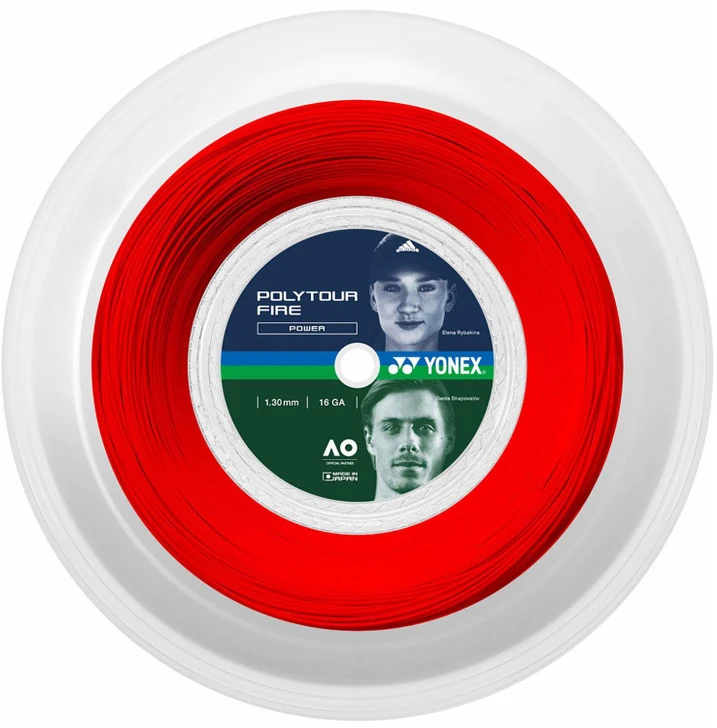 YONEX Hard Tennis String Gut PolyTour Fire 130 200m Red (001) 1.30mm PTF130R2