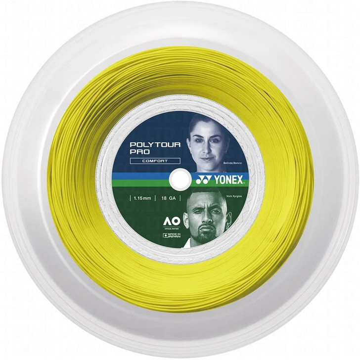 YONEX Hard Tennis String Gut Poly Tour Pro 115 200m Flash Yellow (557) 1.15mm PTP115R2