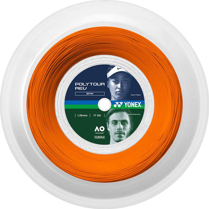 YONEX Hard Tennis String Gut PolyTour Rev 120 200m Bright Orange (160) 1.20mm PTR120R2