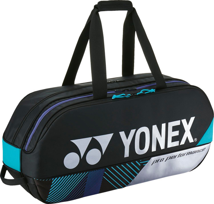 YONEX Tennis Bag Tournament Bag Holds 2 Tennis Rackets Black/Silver (076) BAG2401W