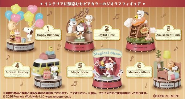Re-Ment Snoopy Sepiament Collection - Happiness Moment- 6Pack Box