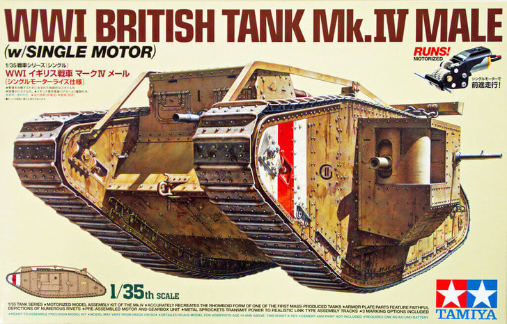 Tamiya 30057 British Tank Mk.IV Male with Single Motor 1/35 Scale Kit