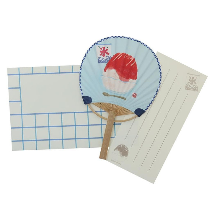 Fujinami Uzura Greeting Card Bamboo Fan Strawberry Ice
