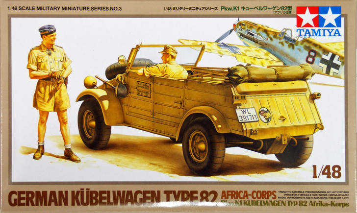 Tamiya 32503 German Kuebelwagen Type 82 Africa Corps 1/48 Scale Kit (4950344325030)