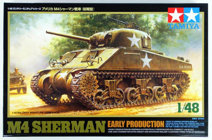 Tamiya 32505 US Medium Tank M4 SHERMAN Early Production 1/48 Scale Kit
