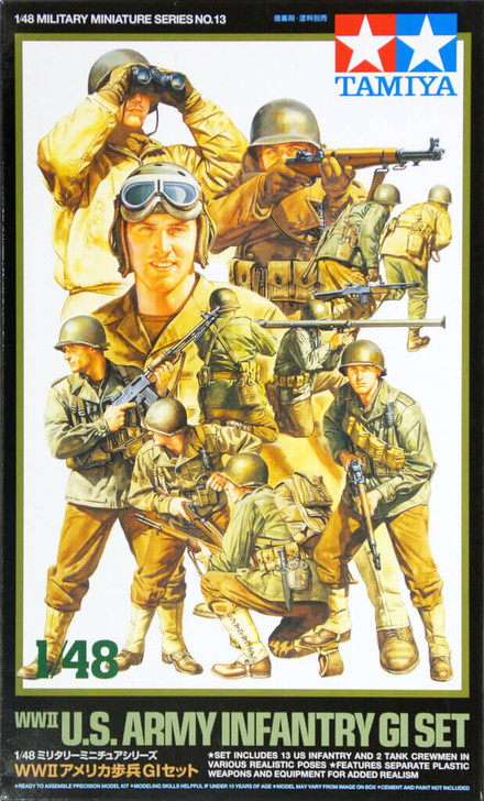Tamiya 32513 WWII US Army Infantry GI Set 1/48 Scale Kit (4950344325139)