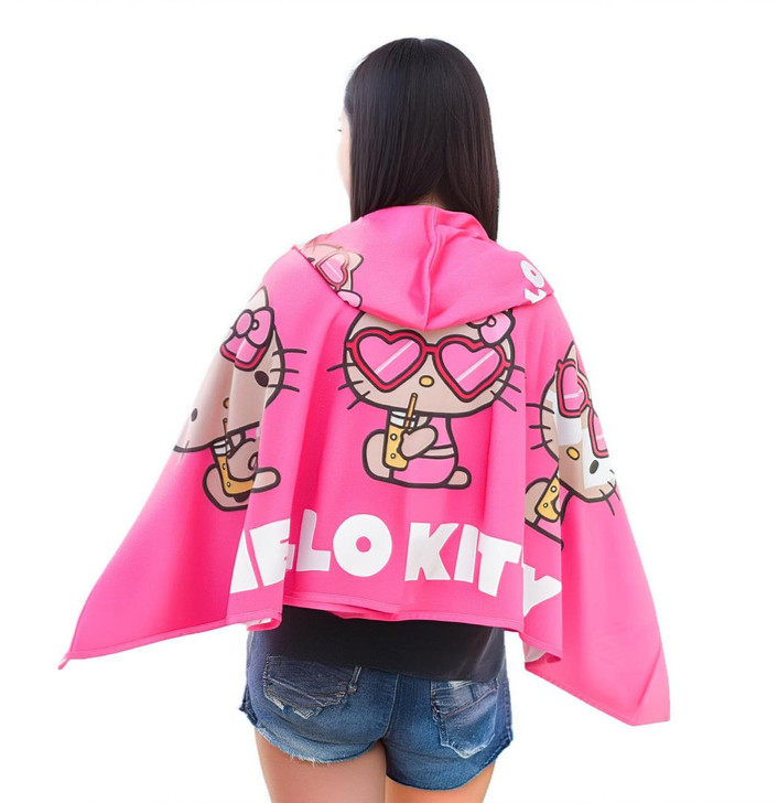 Other Hello Kitty Leopard Pop Cooling Towel Poncho Sun Protection Black 