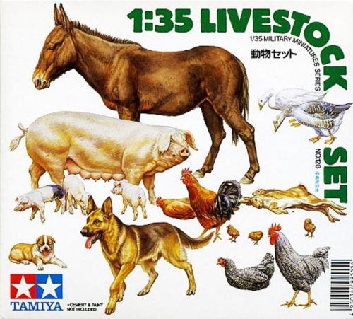 Tamiya 35128 Livestock Set 1/35 Scale Kit (4950344995554)