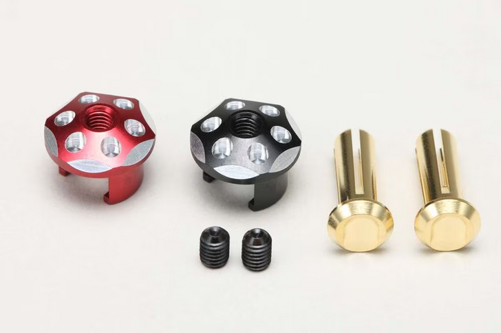 RP-121P4 4mm Aluminum Battery Plug Cap Set Red and Black 24K Plated