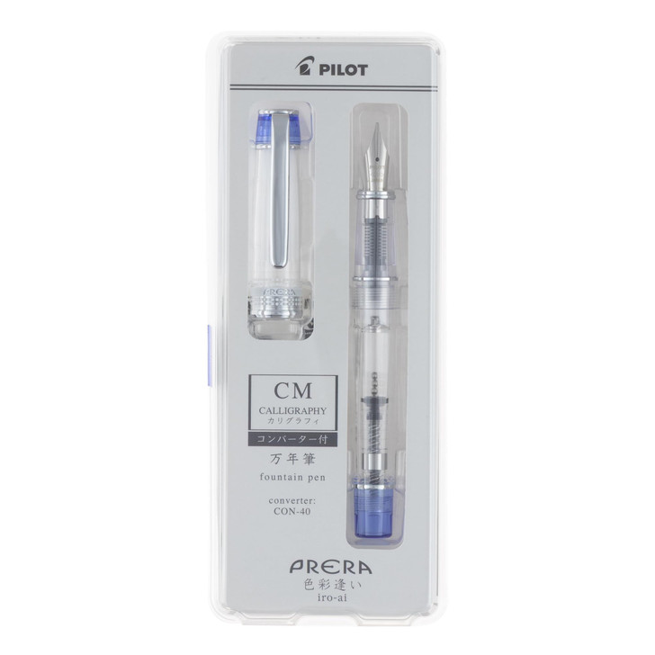 Pilot Prera Iro-Ai Fountain Pen - Transparent Blue Calligraphy Nib