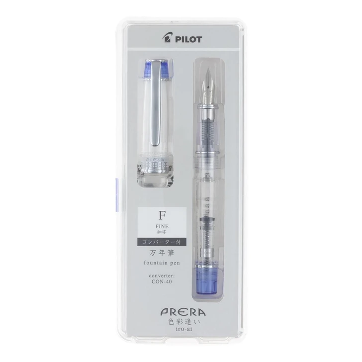  Pilot Prera Iro-Ai Fountain Pen - Transparent Blue Fine Nib 