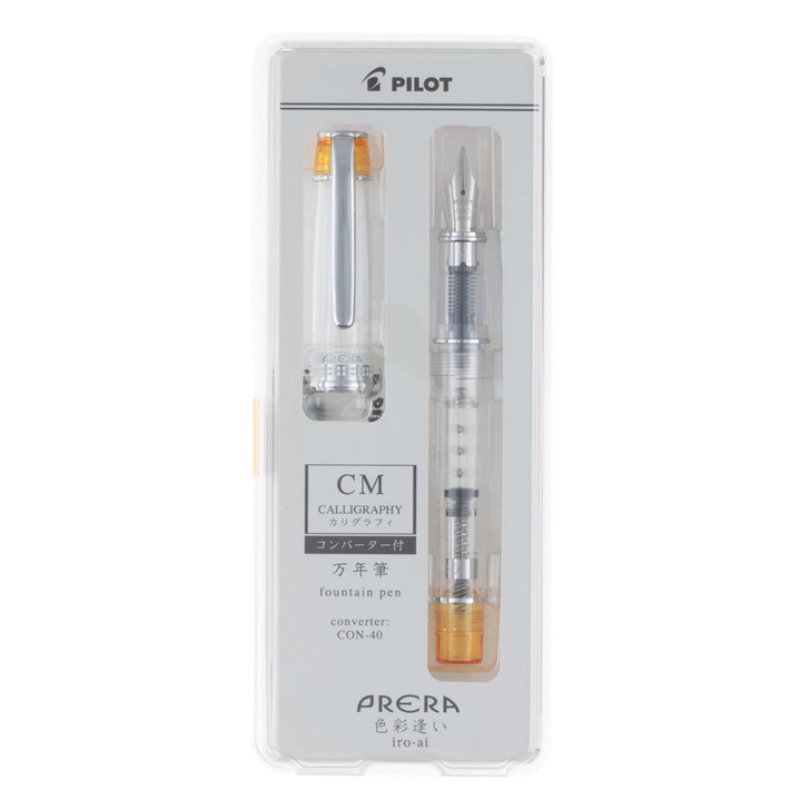 Pilot Prera Iro-Ai Fountain Pen - Transparent Orange Calligraphy Nib