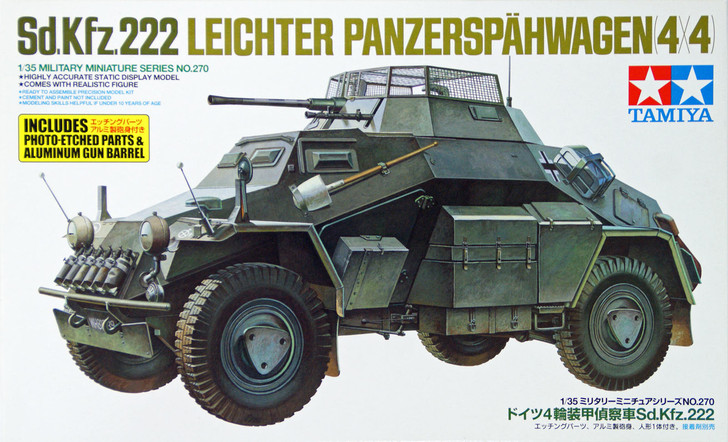Tamiya 35270 German Sd.Kfz 222 Leichter Panzerspahwagen 1/35 Scale Kit (4950344995837)