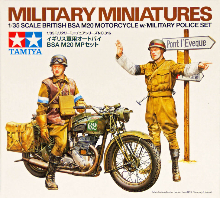 Tamiya 35316 British BSA M20 Motorcycle w/Military Police Set 1/35 scale kit (4950344353163)