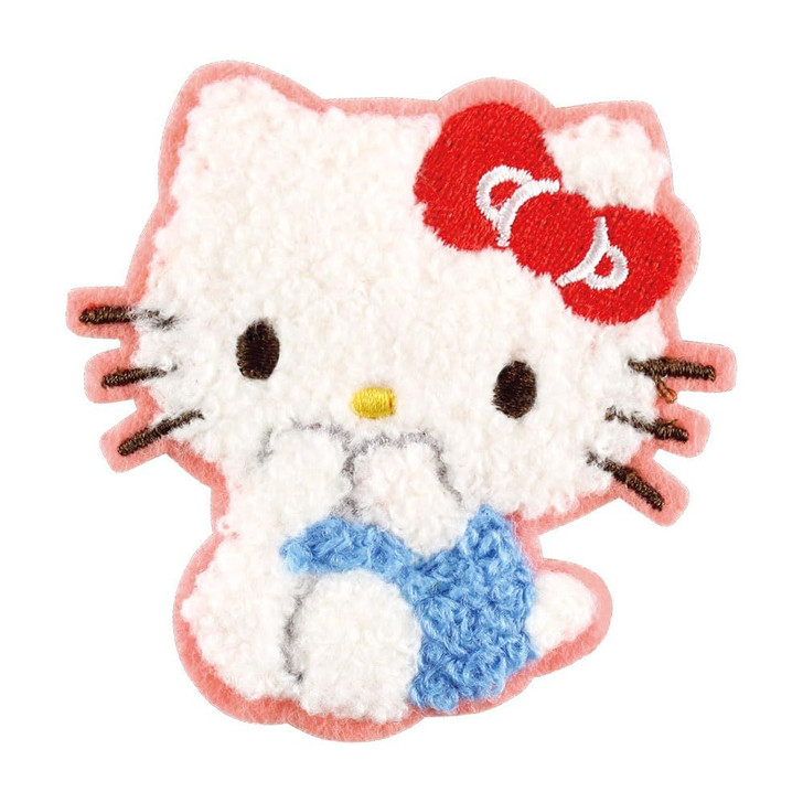 T's Factory Sanrio Fluffy Embroidered Sticker Cutely Seated / Kitty