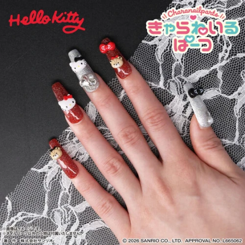 Bandai Life Assorted Hello Kitty Character Nail Parts In Red And Black BOX (10pcs)