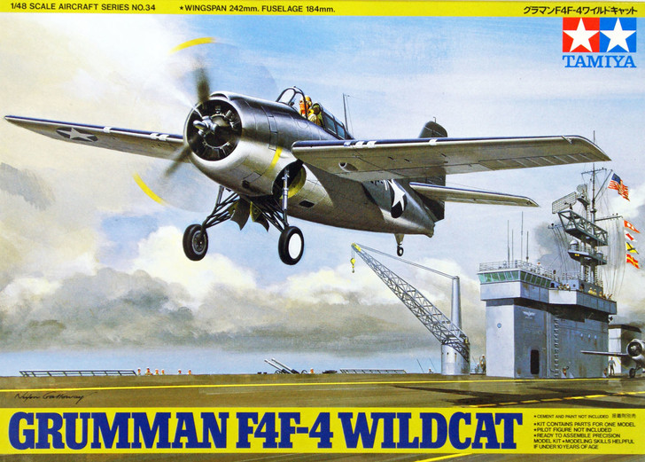 Tamiya 61034 Grumman F4F-4 Wildcat 1/48 Scale Kit (4950344996292)