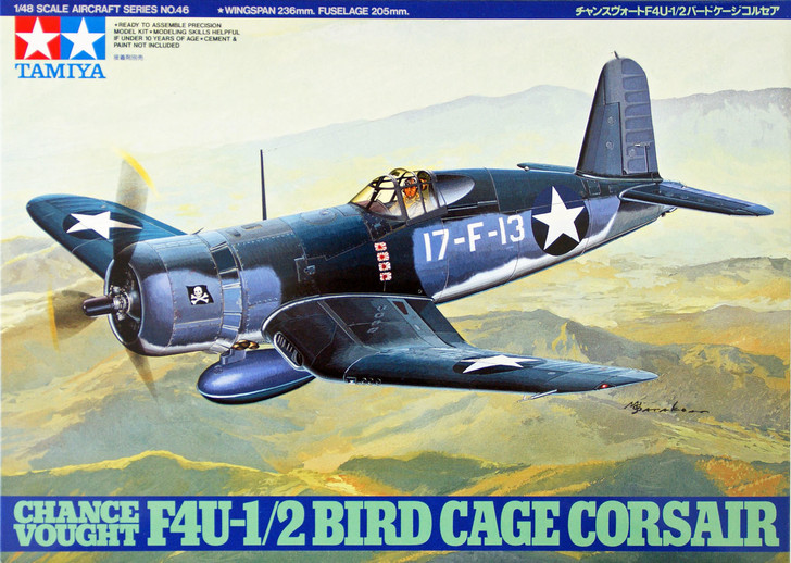 Tamiya 61046 Chance Vought F4U-1/2 Bird Cage Corsair 1/48 scale kit (4950344992928)