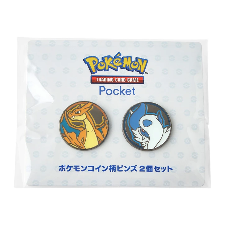 Pokemon Center Original Pokemon Coin Pattern Pin Set Of 2Pokemon Trading Card Game PocketMega Charizard Y And Mega Absol