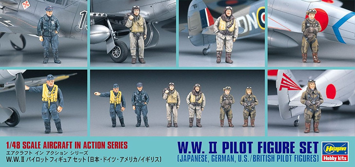 Hasegawa 1/48 6個セット Hasegawa X48-7 W.W. II (WW2) PILOT FIGURE SET 1/48 scale kit