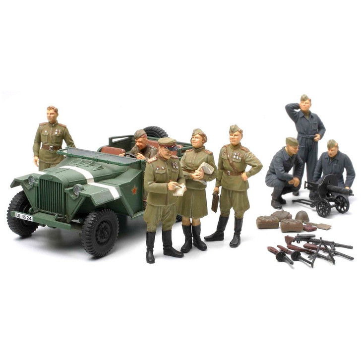 Tamiya 89767 Russian Field Car GAZ-67B with Officers 1/48 Scale Kit (4950344897674)
