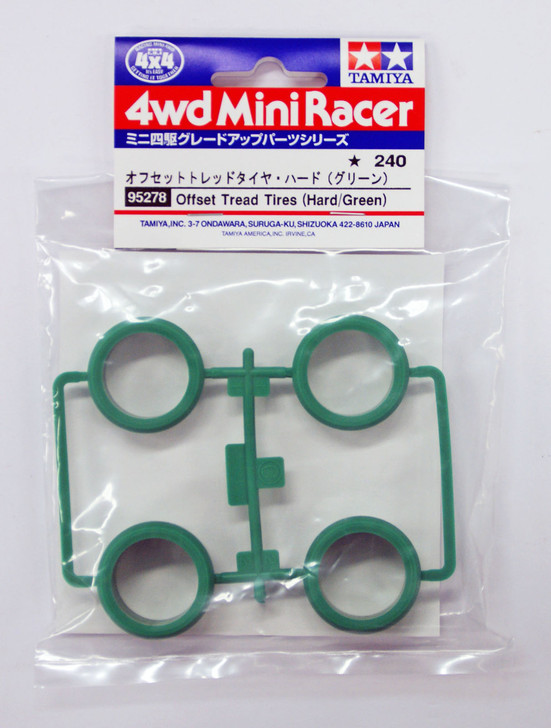 Tamiya 95278 Mini 4WD Offset Tread Tires (Hard/Green) (4950344952786)