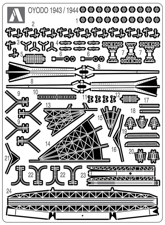 Aoshima 52747 IJN Light Cruiser Oyodo 1943/1944 Photo Etched Parts Set 1/700 (4905083052747)