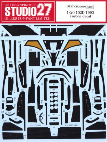 Studio27 ST27-CD20040 Lotus 102D 1992 Carbon Decal for Tamiya 1/20 (4545310014522)