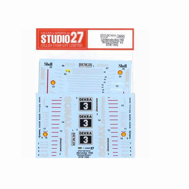 Studio27 ST27-DC1015 Mercedes-Benz 190E BOSS/SONAX #3 DTM 1992 Decal 1/24 (4545310008040)