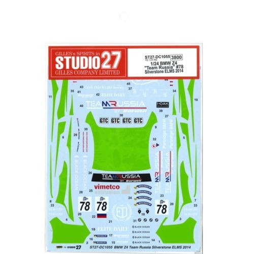 Studio27 ST27-DC1055 BMW Z4 Team Russia #78 SilverstOne Decal for Fujimi 1/24 (4545310009795)