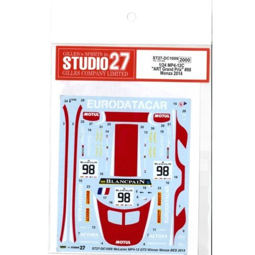 Studio27 ST27-DC1059 McLaren MP4-12C ART Grand Prix #98 Decal for Fujimi 1/24 (4545310010173)