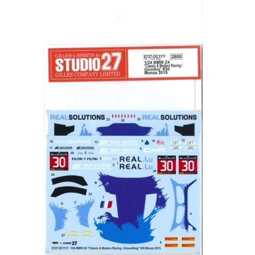 Studio27 ST27-DC1111 BMW Z4 Groundhog #30 Monza 2015 Decal for Fujimi 1/24 (4545310012344)