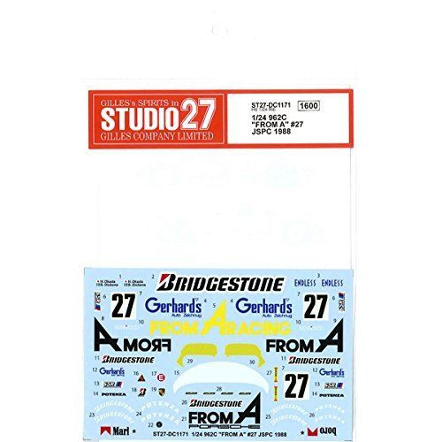 Studio27 ST27-DC1171 Porsche 962C FROM A 27 JSPC 1988 Decal for Hasegawa 1/24 (4545310014478)