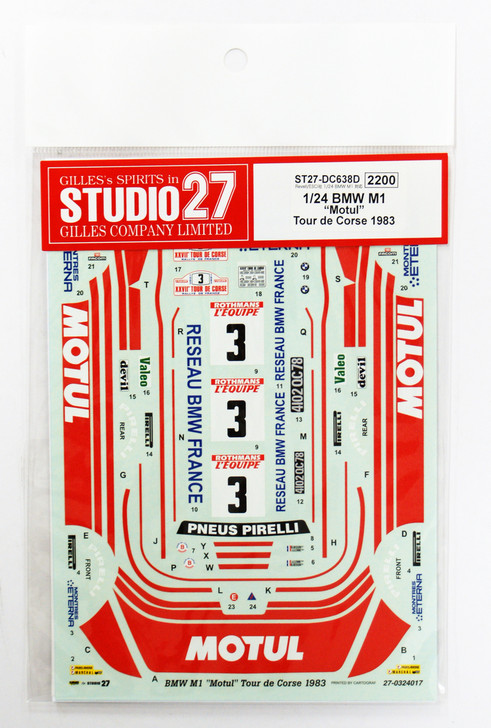 Studio27 ST27-DC638D BMW M1 Motul Tour de Corse 1983 Decal for Revell/ESCI 1/24