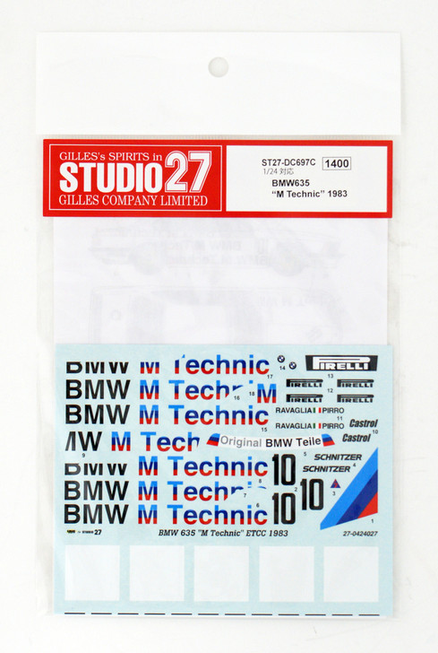 Studio27 ST27-DC697C BMW 635 "M TECHNIC" 1983 Decal for Tamiya 1/24