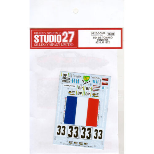 Studio27 ST27-DC926 De Tomaso Pantera #33 LM 1972 for Fujimi 1/24 (4545310002772)