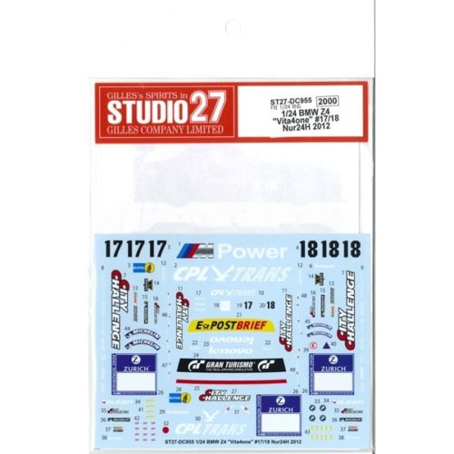 Studio27 ST27-DC955 BMW Z4 "Vita4one" #17/18 Nur24H 2012 Decal for Fujimi 1/24