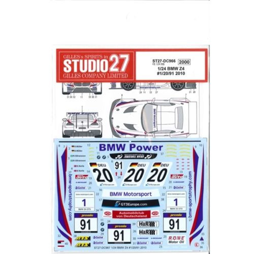 Studio27 ST27-DC966 BMW Z4 #1/20/91 2010 Decal for Fujimi 1/24 (4545310004653)