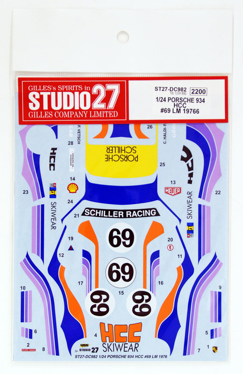 Studio27 ST27-DC982 Porsche 934 HCC #69 LM 1976 Decal for Tamiya 1/24 (4545310005254)