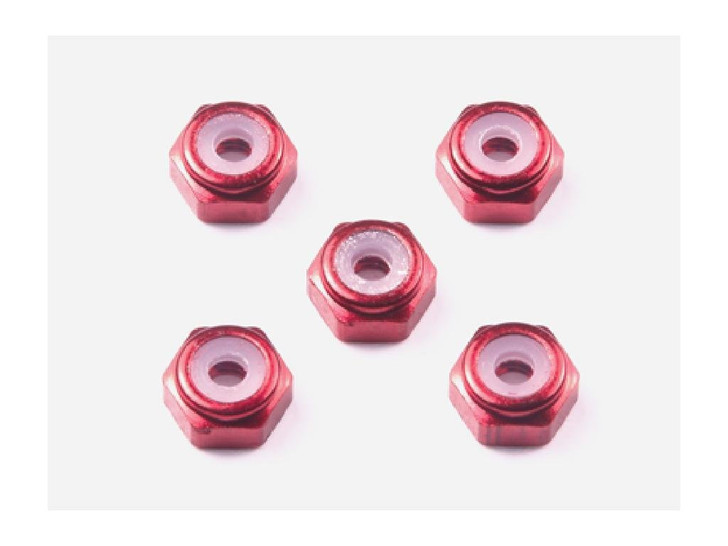 Tamiya 15493 Mini 4WD 2mm Aluminum Lock Nut Red (5 pcs.) (4950344154937)