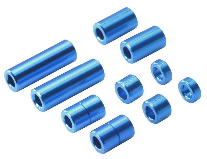 Tamiya 95310 Mini 4WD Aluminum Spacer Set Blue 12/6.7/6/3/1.5mm (2pcs/ea) (4950344953103)