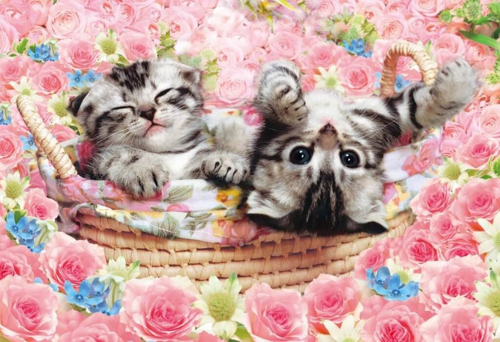 Epoch Jigsaw Puzzle 25-142 Kitty Cats with Beautiful Roses (300 Pieces) (4977389251421)