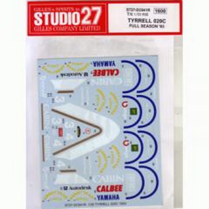 Studio27 ST27-DC641R Tyrrell 020C Full Season 1993 Decal for Tamiya 1/20