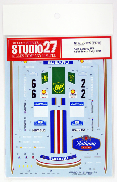 Studio27 ST27-DC1190 Legacy RS #2/#6 Manx Rally 1991 Decal for Hasegawa 1/24