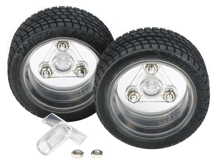 Tamiya 69916 Sports Tire Set 56mm Dia. Clear Wheels