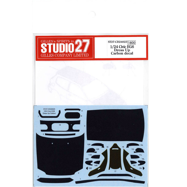 Studio27 ST27-CD24023 Civic EG6 Dress Up Carbon Decal for Hasegawa 1/24 Scale