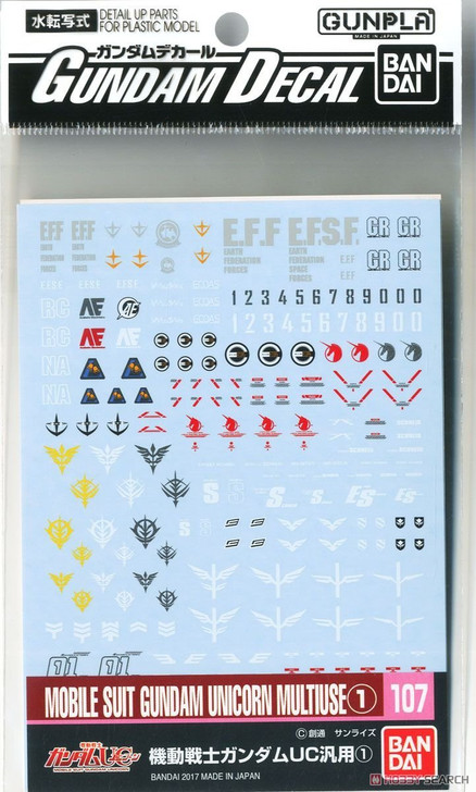 Bandai Gundam Decal No.107 for 1/100 & 1/144 Gundam UC Series 1 (4573102579706)