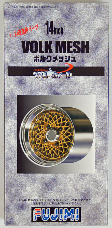 Fujimi TW46 Volk Mesh 14 inch Wheel & Tire Set 1/24 Scale Kit (4968728193151)